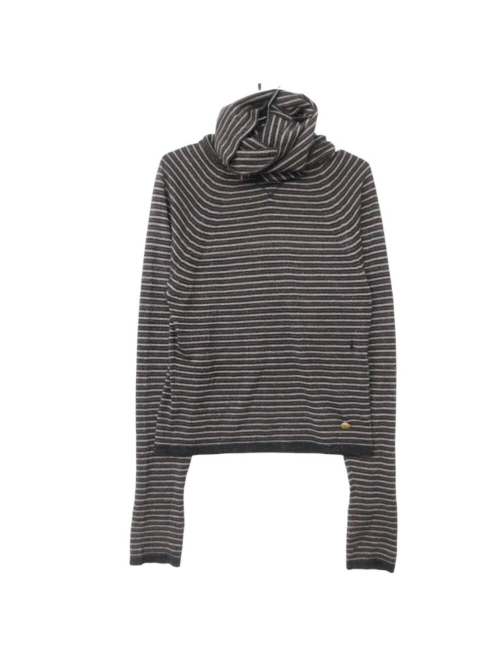 Chanel Sweater Cashmere Silk Blend CC Logo Border Pattern Long Sleeve Turtleneck